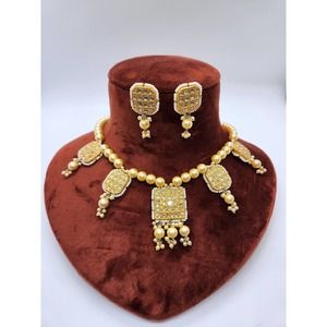 22k Gold Kundan Polki Diamond Necklace